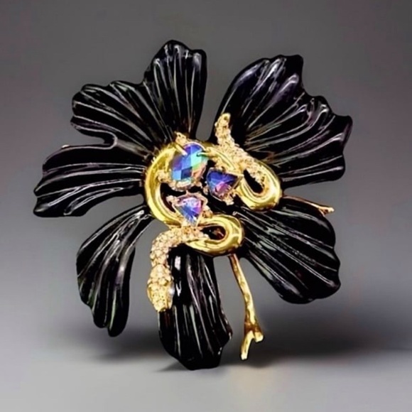 Alexis Bittar Deep Purple Flower and Snake Pin - Picture 1 of 6